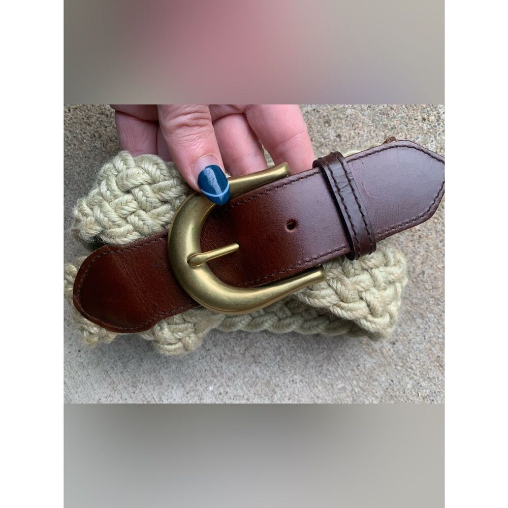 Ivory Braided Belt with Brass Buckle